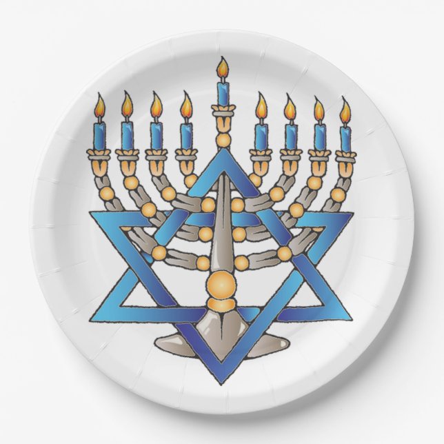 Jewish Menorah Paper Plates (Front)