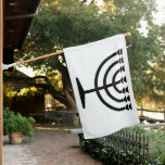 Jewish Menorah (Symbol of Judaism) House Flag<br><div class="desc">This design features an illustration of a menorah, used by Jewish people to celebrate the eight-day holiday of Hanukkah. The menorah is a nine-branched candelabrum that is lit during Hanukkah. Eight of the nine branches hold lights (candles or oil lamps) that symbolize the eight nights of the holiday; on each...</div>