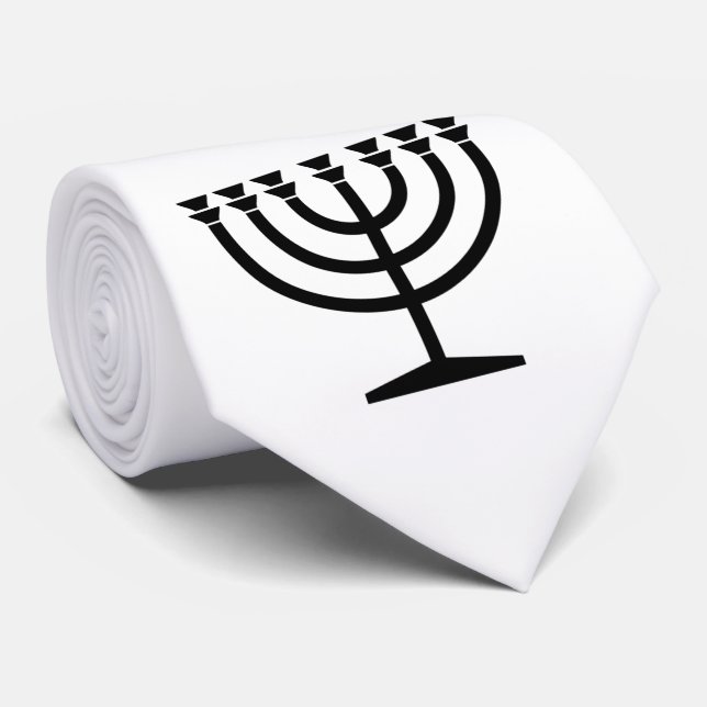 Jewish Menorah (Symbol of Judaism) Neck Tie (Rolled)