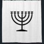 Jewish Menorah (Symbol of Judaism) Shower Curtain<br><div class="desc">This design features an illustration of a menorah, used by Jewish people to celebrate the eight-day holiday of Hanukkah. The menorah is a nine-branched candelabrum that is lit during Hanukkah. Eight of the nine branches hold lights (candles or oil lamps) that symbolize the eight nights of the holiday; on each...</div>