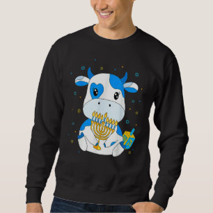 Jewish Milk Cow Hanukkah Decorations Menorah Dreid Sweatshirt