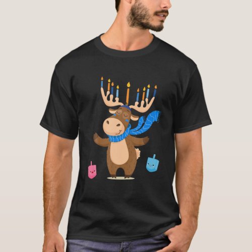 Jewish Moose Funny Hanukkah Moose Girl Women Pajam T_Shirt