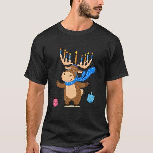 Jewish Moose Funny Hanukkah Moose Girl Women Pajam T_Shirt