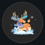 Jewish Moose Funny Hanukkah Moose Pajamas Girls Classic Round Sticker<br><div class="desc">Jewish Moose Funny Hanukkah Moose Pajamas Girls</div>