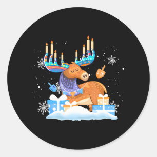 Jewish Moose Funny Hanukkah Moose Pajamas Girls Classic Round Sticker