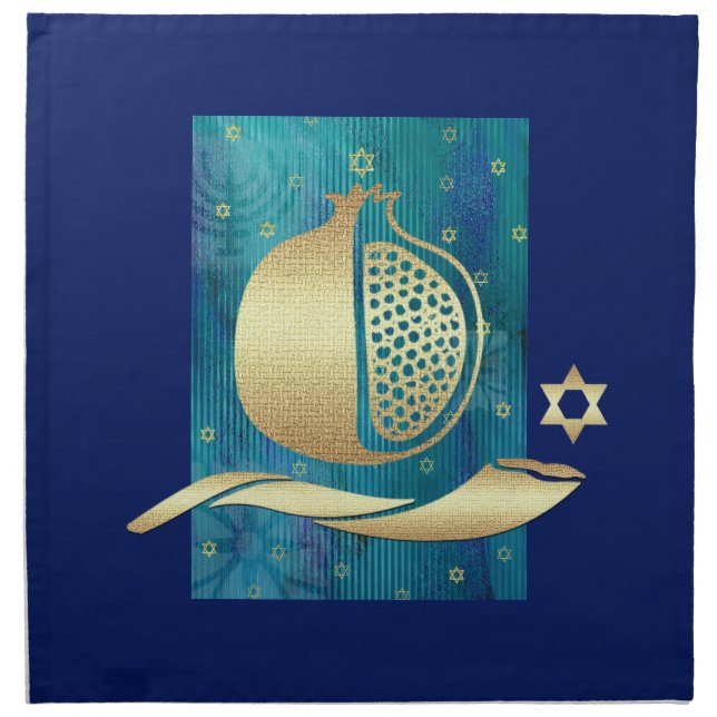 Jewish New Year | Rosh Hashanah Challah Cover Napkin (Front)