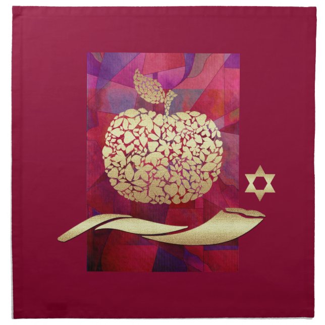 Jewish New Year | Rosh Hashanah Challah Cover Napkin (Front)