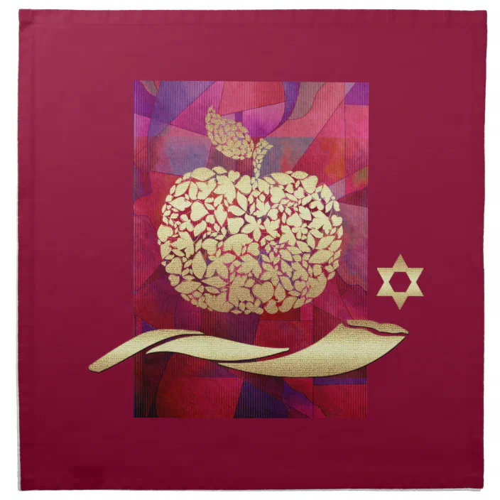 serviette Shana Tova Hebrew English Text Jewish New Year Rosh Hashanah Napkins