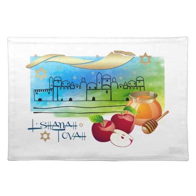 Jewish New Year | Rosh Hashanah  Cloth Placemat (Front)