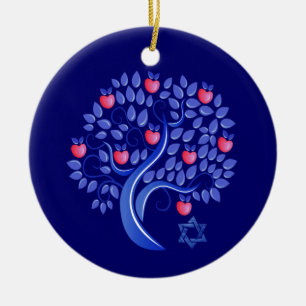 Jewish New Year Rosh Hashanah Custom Year Ceramic Ornament