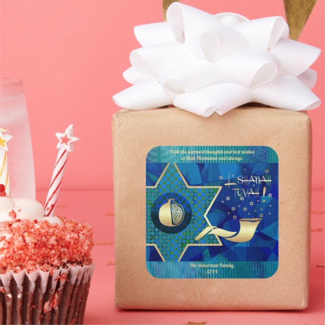 Jewish New Year | Rosh Hashanah Gift Square Sticker (Party)