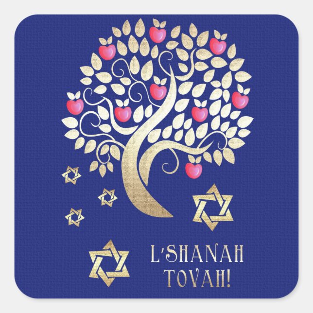Jewish New Year | Rosh Hashanah Gift Square Sticker (Front)