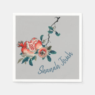 Jewish New Year Rosh Hashanah Sweet Fruit Gray Napkins