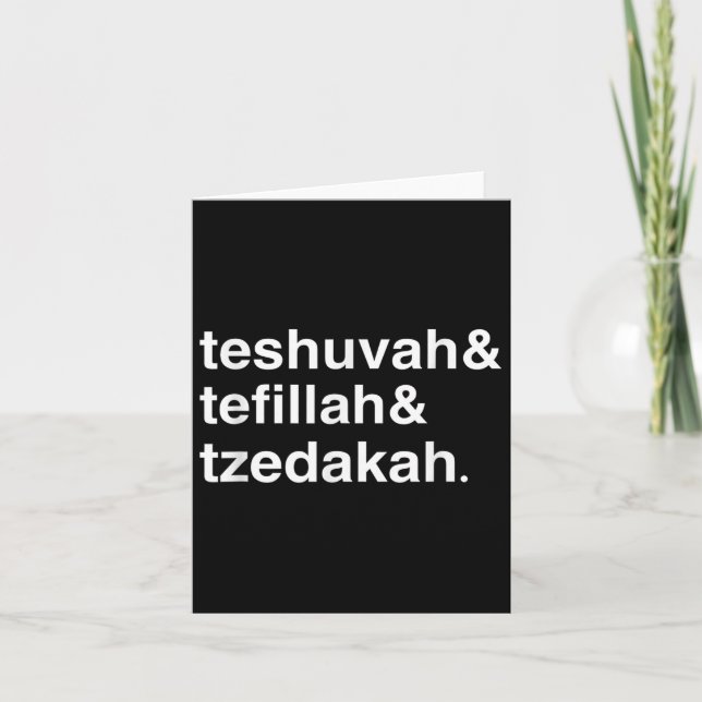 Jewish New Year Yom Kippur Teshuvah Tefillah Tzeda Card (Front)