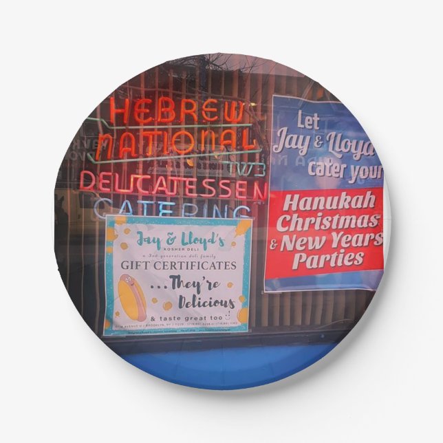 Jewish Party Decoration-Paper Plates-Brooklyn Deli Paper Plates (Front)