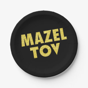 Jewish Party Decorations-Mazel Tov Paper Plates