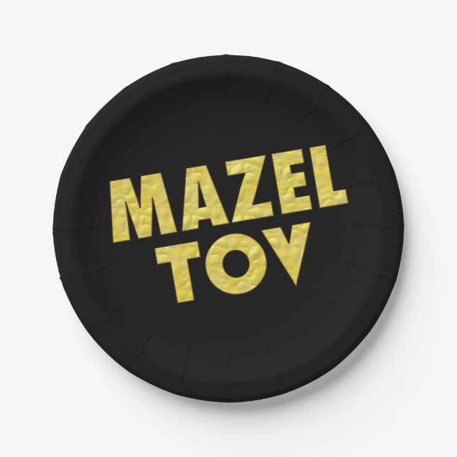Jewish Party Decorations-Mazel Tov Paper Plates (Front)