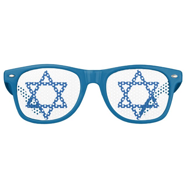 Jewish Party Star of David Blue Retro Sunglasses (Front)