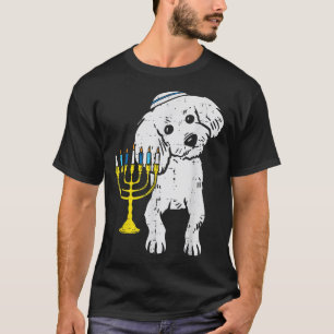 Jewish Poodle Dog Menorah Hanukkah Pajamas Chanuka T-Shirt