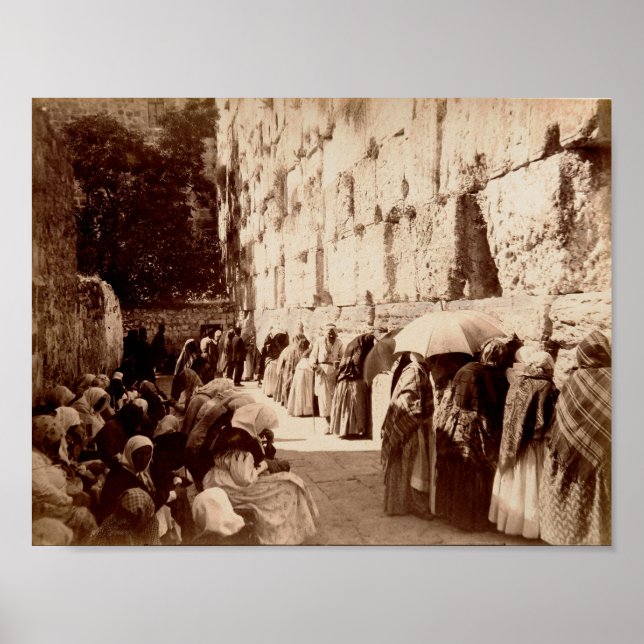 Jewish prayers at the Wailing Wall in Jerusalem Poster (Front)