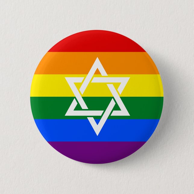 Jewish Pride Flag Pinback Button (Front)
