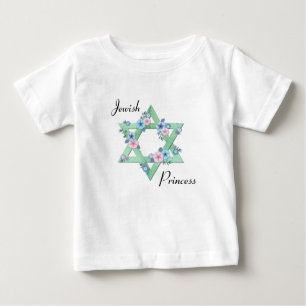 Jewish Princess Star of David with pastel flowers Baby T-Shirt