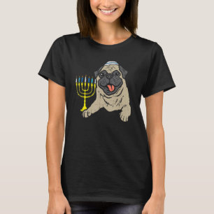 Jewish Pug Dog Menorah Ugly Hanukkah Pajamas Chanu T-Shirt