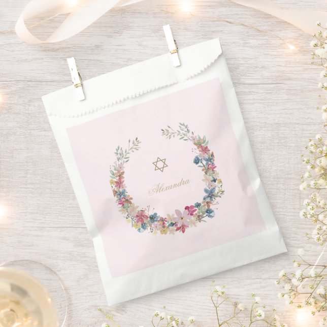 Jewish Religious Elegant Field Flowers Frame  Favor Bag (Clipped)
