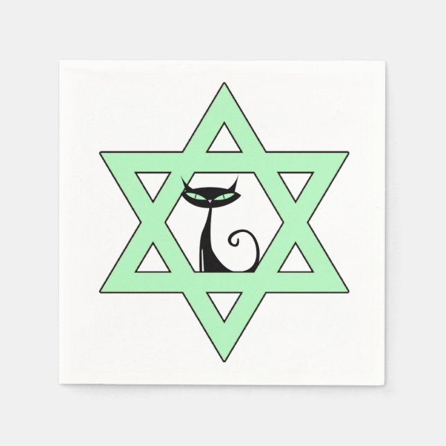 Jewish Retro Kitty Cat Star of David Napkins (Front)