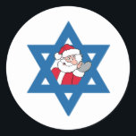 JEWISH SANTA CLASSIC ROUND STICKER<br><div class="desc">Holiday Humor T-shirts and Apparel Funny Holiday Gear: T-shirts,  Hoodies,  Stickers,  Buttons,  and gifts.</div>