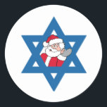 JEWISH SANTA CLASSIC ROUND STICKER<br><div class="desc">Holiday Humor T-shirts and Apparel Funny Holiday Gear: T-shirts,  Hoodies,  Stickers,  Buttons,  and gifts.</div>