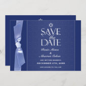 Jewish Save The Date Ribbon Flat Card (Front/Back)