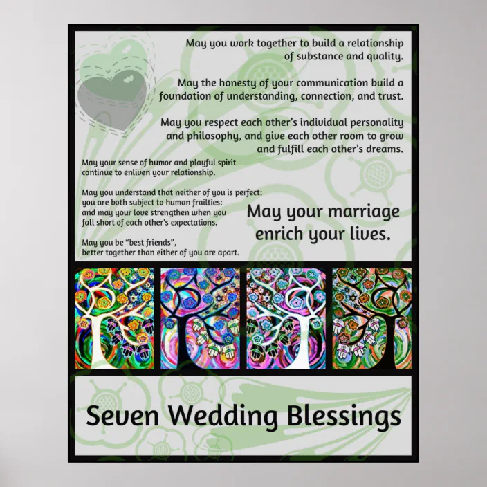 Jewish Seven Wedding Blessings Tree Of Life Hamsa Poster Zazzle Com