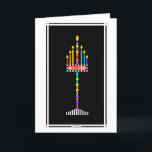 Jewish Shabbat Shalom Menorah card<br><div class="desc">6 flames of this cheerful menorah compensation of the days of creation are pointing toward the central flame, which represents the 7th day of creation when God that all he had made was very good, and He rested. It's representative of our Shabbat, the 7th day of the week when we...</div>