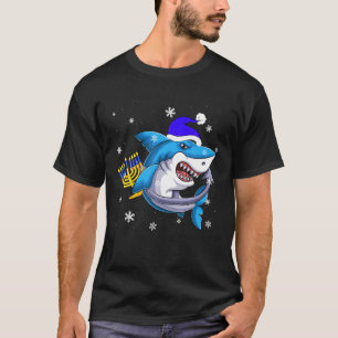 Jewish Shark Menorah Funny Hanukkah Chanukah Anima T-Shirt
