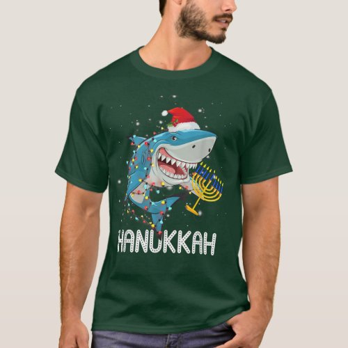 Jewish Shark Menorah Funny Hanukkah Chanukah Anima T_Shirt