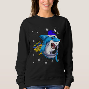 Jewish Shark Menorah Hanukkah Chanukah Animal Sweatshirt