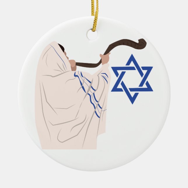 Jewish Shofar Ceramic Ornament (Front)