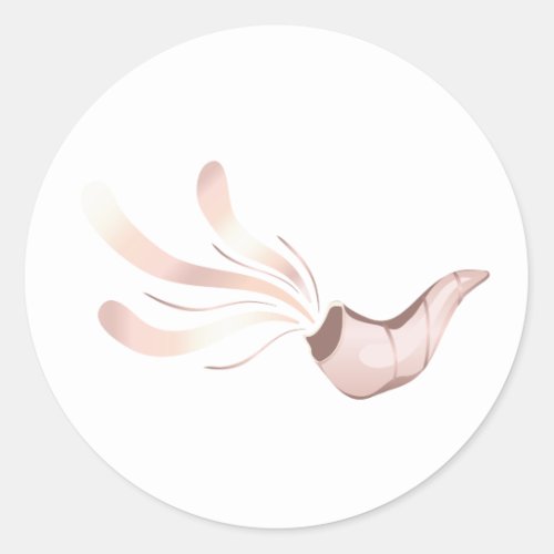 Jewish shofar illustration rose gold classic round sticker