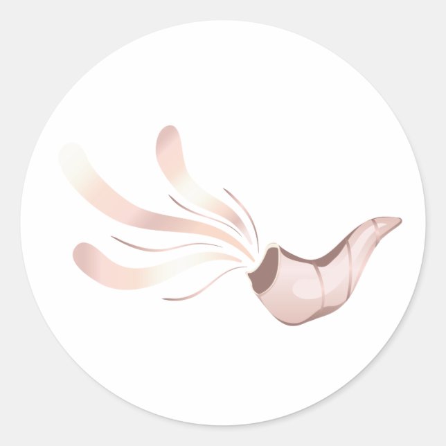 Jewish shofar illustration rose gold classic round sticker (Front)