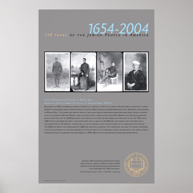 Jewish Soldiers and Sailors in WWI Poster (Front)