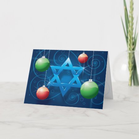 Jewish Star And Christmas Ornament Holiday Card