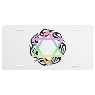 Jewish Star Colors License Plate
