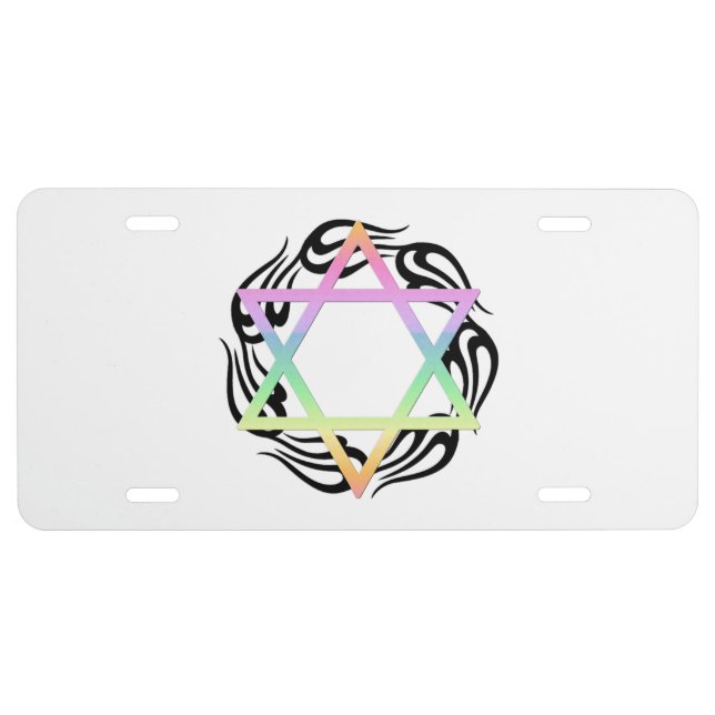 Jewish Star Colors License Plate (Front)