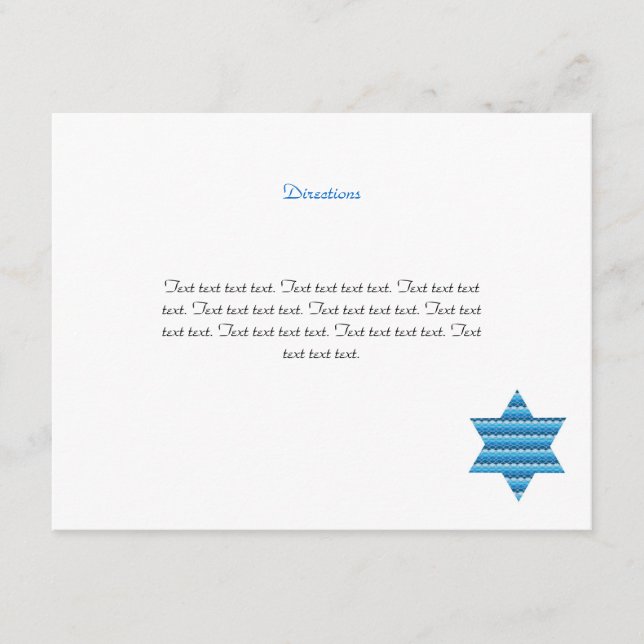 Jewish Star David Twins Bar Mitzvah Direction Card (Front)