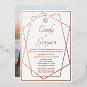 Jewish Star Geometric Frame Gold Wedding Foil I Foil Invitation