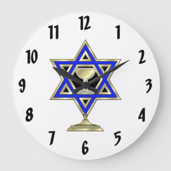 Jewish Star   Large Clock by bonfirejewish at Zazzle