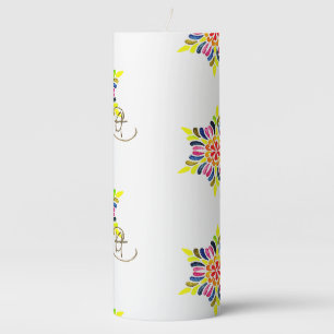 Jewish Star Mandala Art Pillar Candle