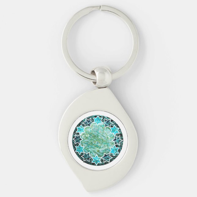 Jewish Star Medallion Art Keychain (Front)
