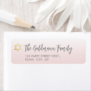 JEWISH STAR modern bat mitzvah pale pink gold  Label